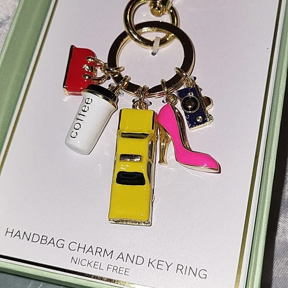 Taxi, Coffee, Camera, Satchel Stiletto Handbag Charm And Key Ring - Picture 3 of 4